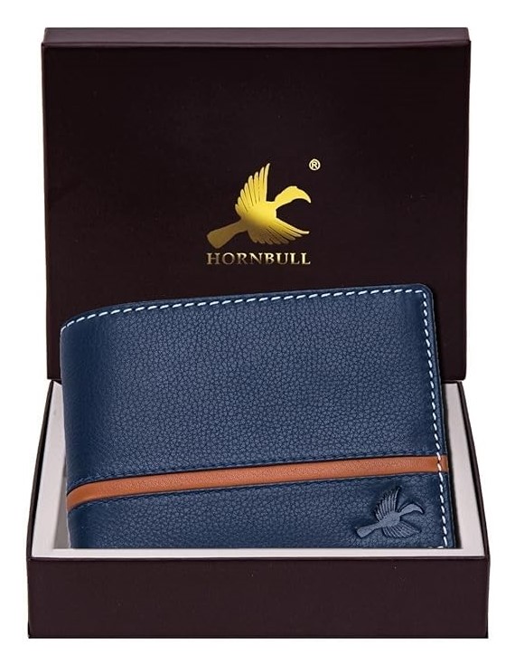 Hornbull Men's Leather Wallet - Navy..